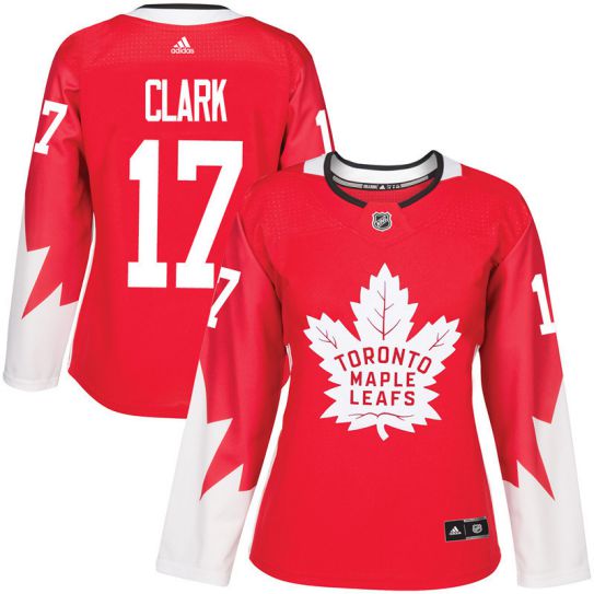 2017 NHL Toronto Maple Leafs women #17 Wendel Clark red jersey->women nhl jersey->Women Jersey